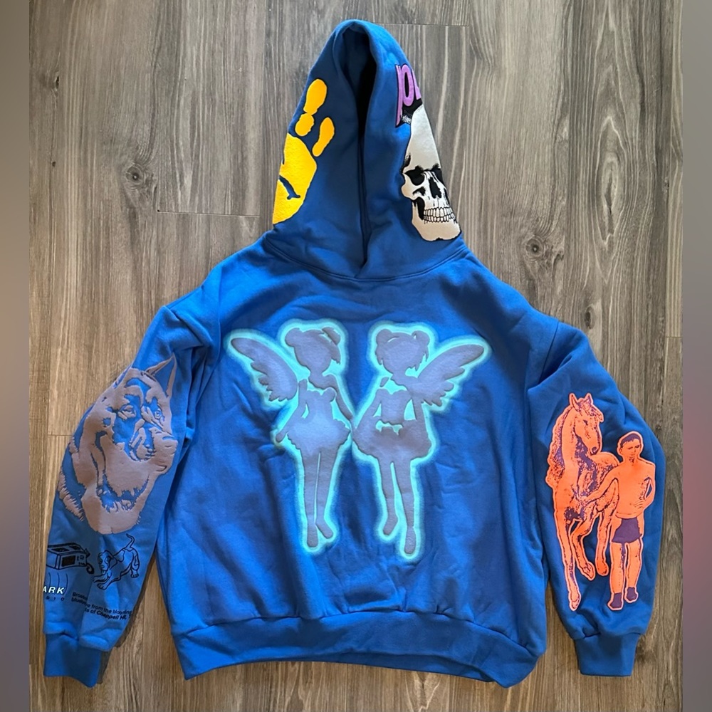 Drake Blue Hoodie For All The Dogs/Big As The What Tour Merch (Size Medium)
